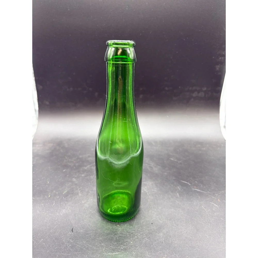 Vintage Emerald Green‎ Glass Bottle 18 ML Crown Top Collectible Decorative Vase